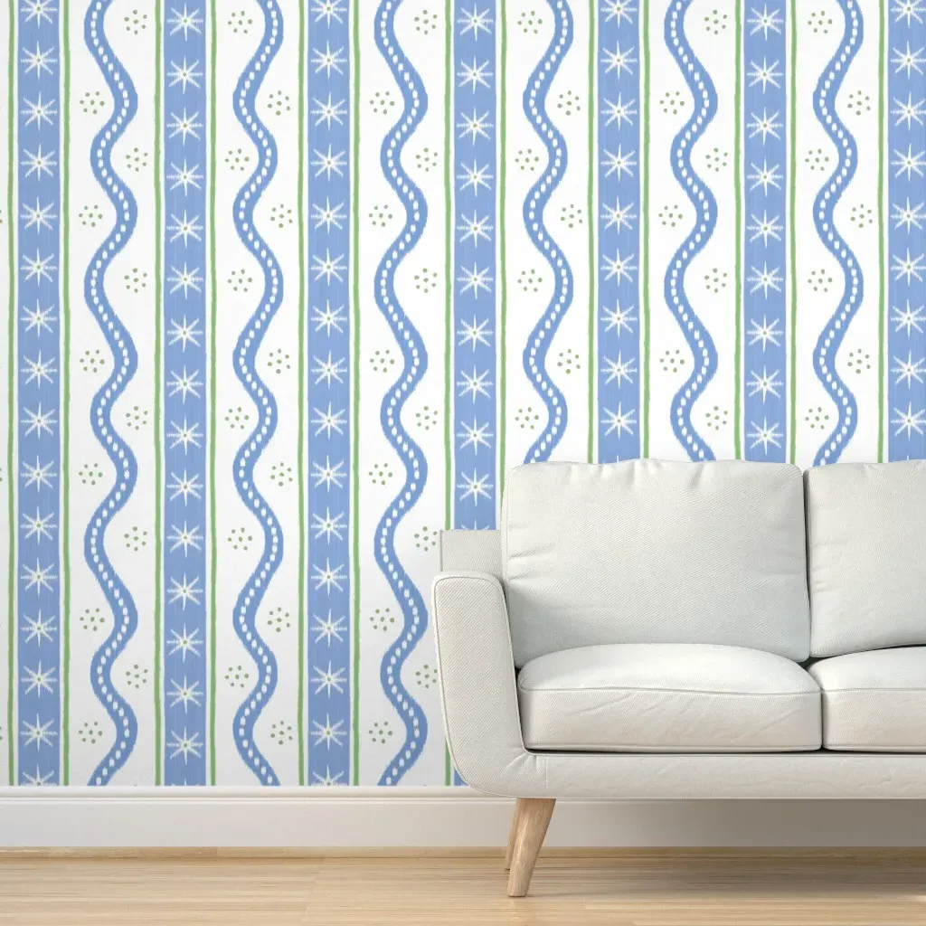 Charlie Stripe Peel and Stick Wallpaper - Light Blue, White product