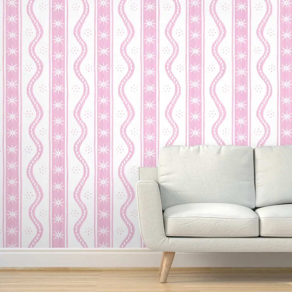 Charlie Stripe Peel and Stick Wallpaper - Pink, White product