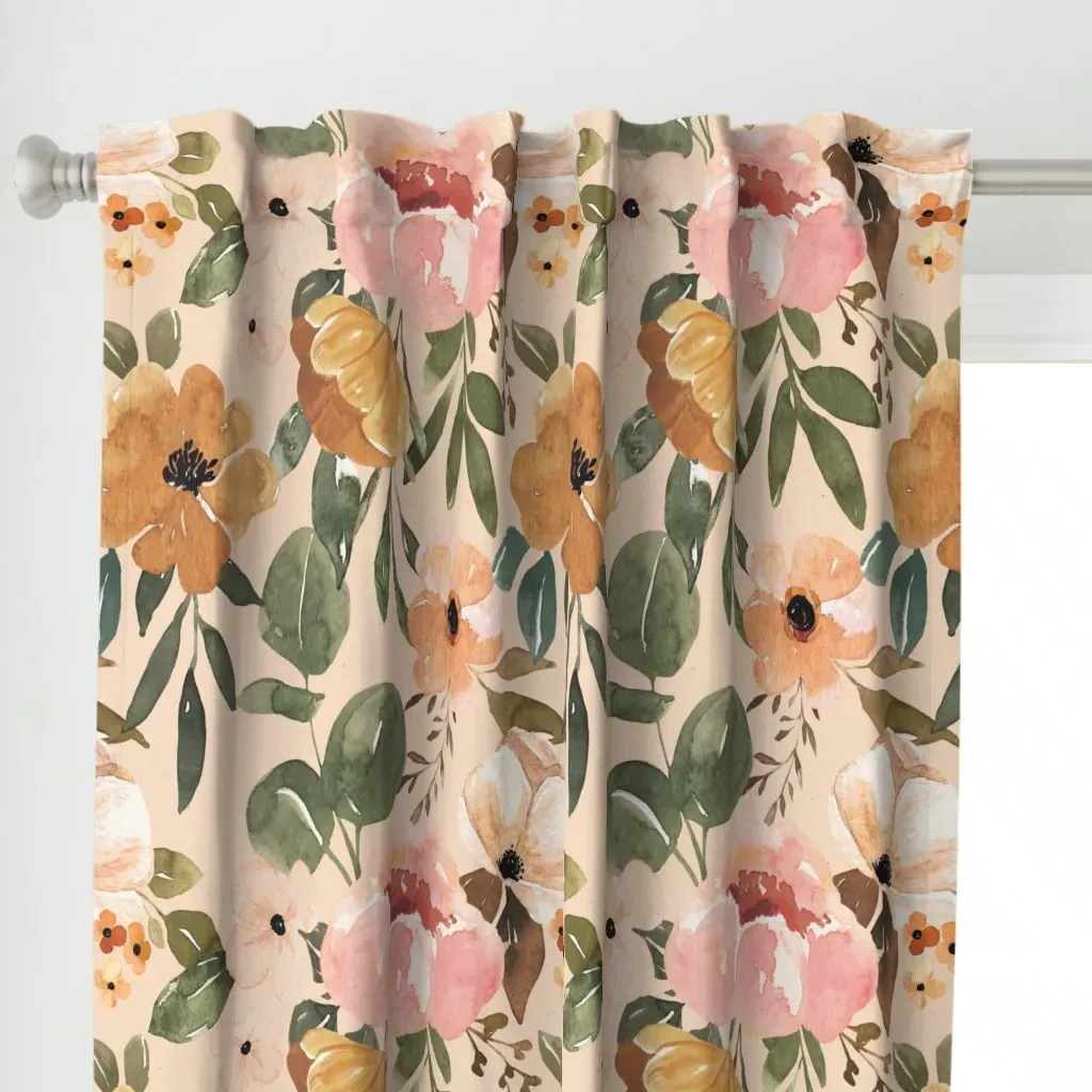 Charlotte Boho Floral Curtain Panel - Blush Pink alternate view