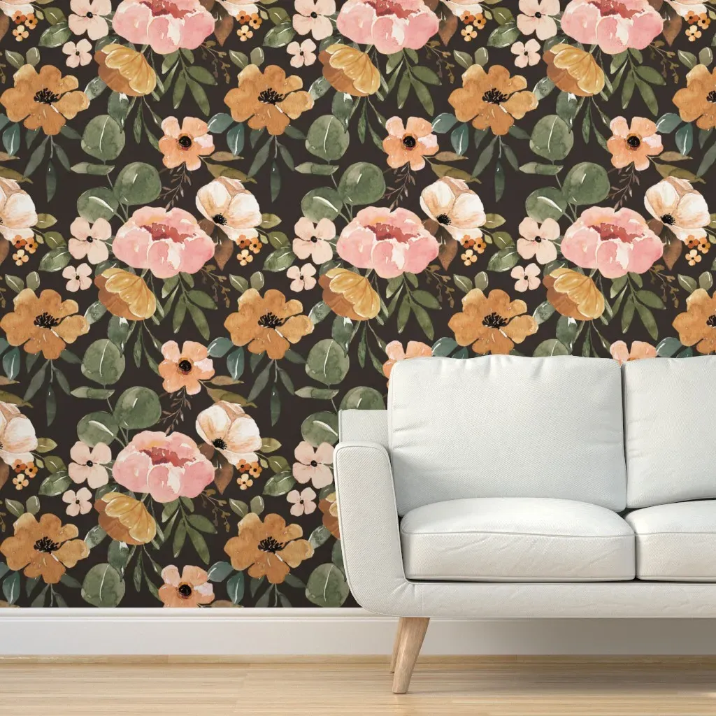Charlotte Boho Floral Peel and Stick Wallpaper - Black product