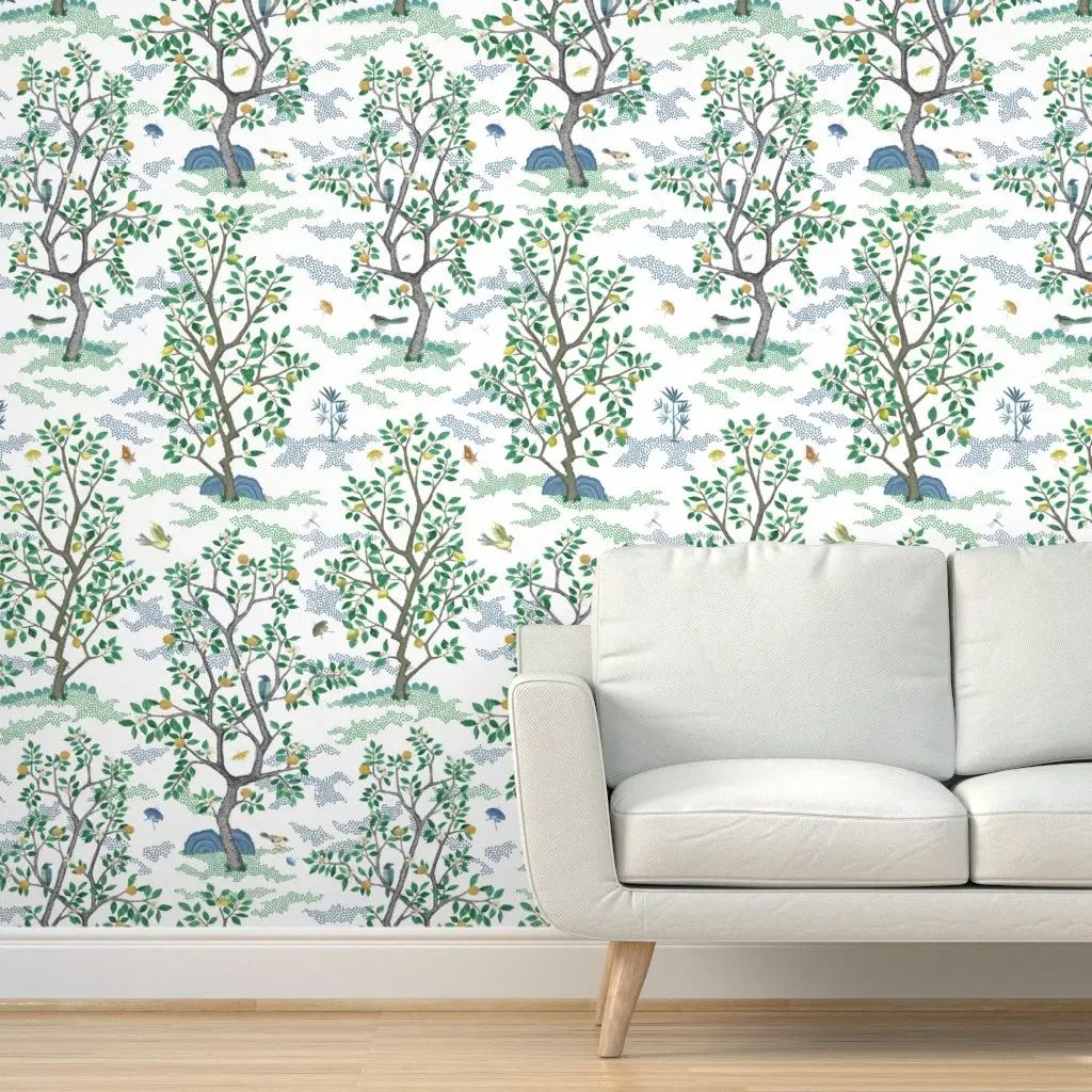 Charlotte Citrus Tree Toile Peel and Stick Wallpaper - Green product