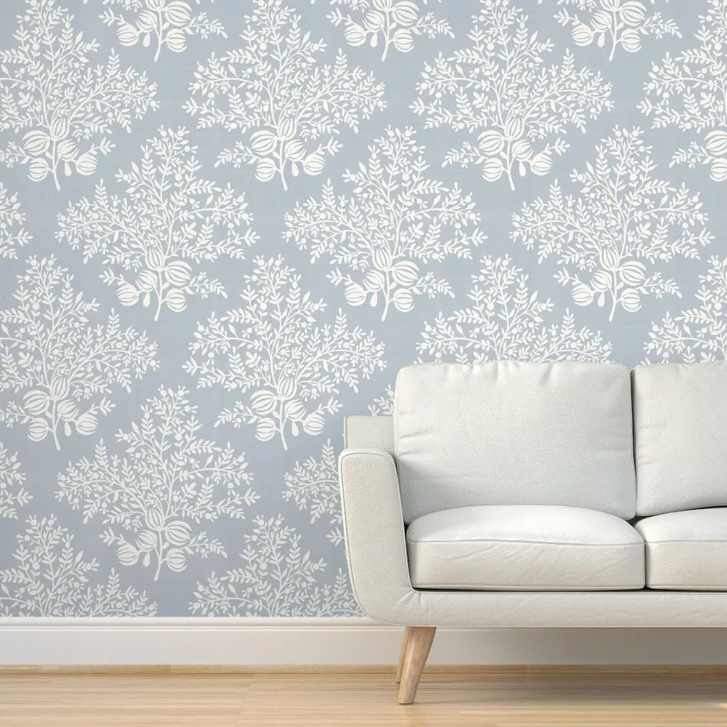 Charlotte Peel and Stick Wallpaper - Quiet Blue, Cream product
