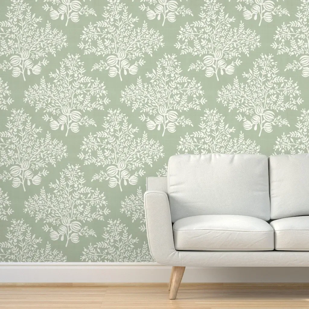 Charlotte Peel and Stick Wallpaper - Quiet Green and Cream product