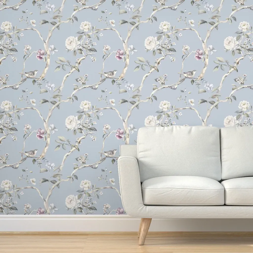 Charlotte's Chinoiserie Peel and Stick Wallpaper - Blue Mist product