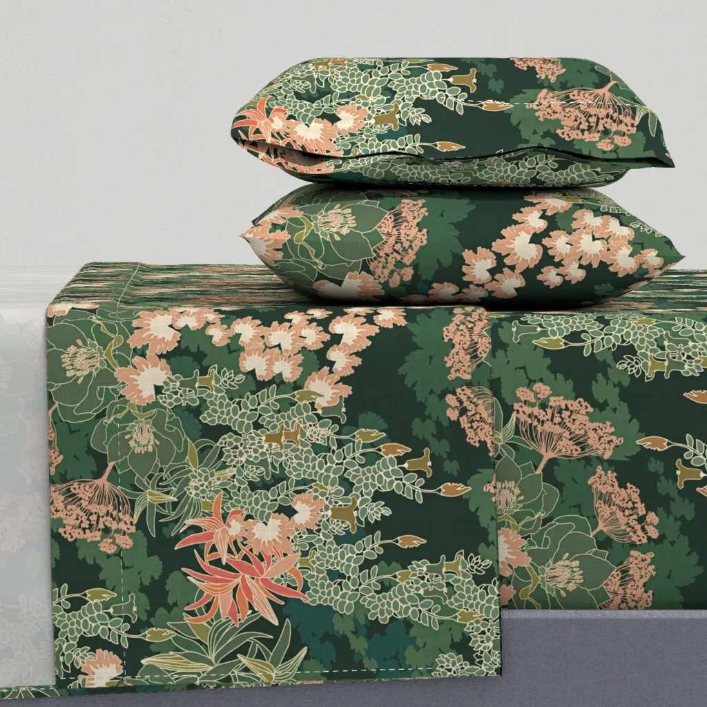 Charlottes Garden Queen Sheet Set - Dark Teal product