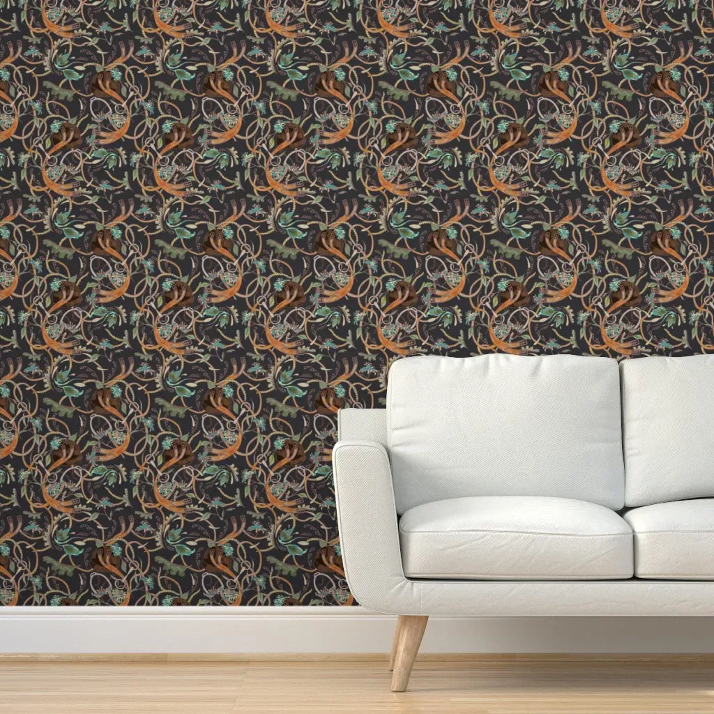 Charming Equestrian Peel and Stick Wallpaper - Dark Charcoal product
