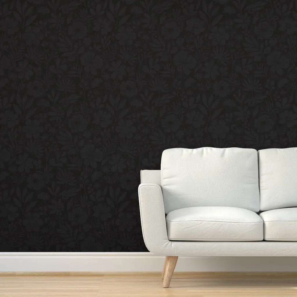 Charming Flower Shapes Peel and Stick Wallpaper - Dark Charcoal product