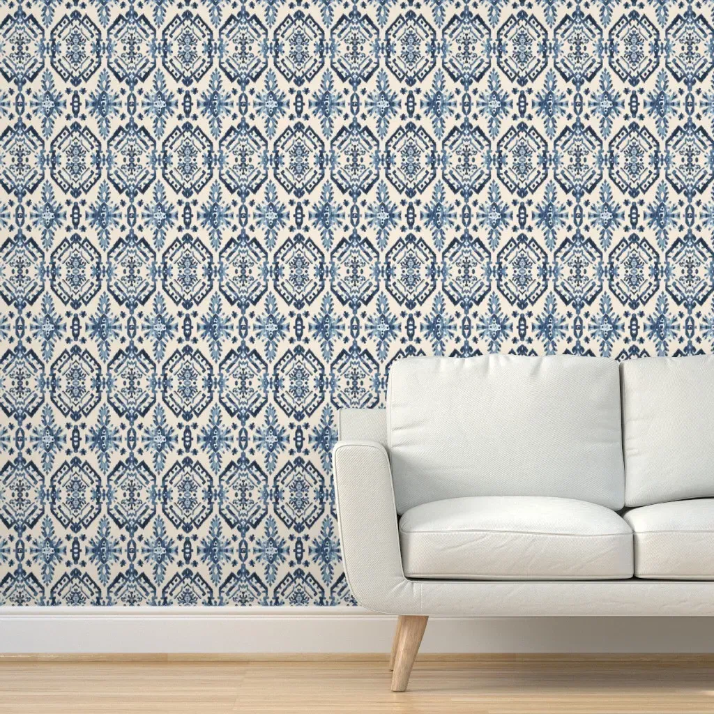 Chateau Chikankari Peel and Stick Wallpaper - Indigo product