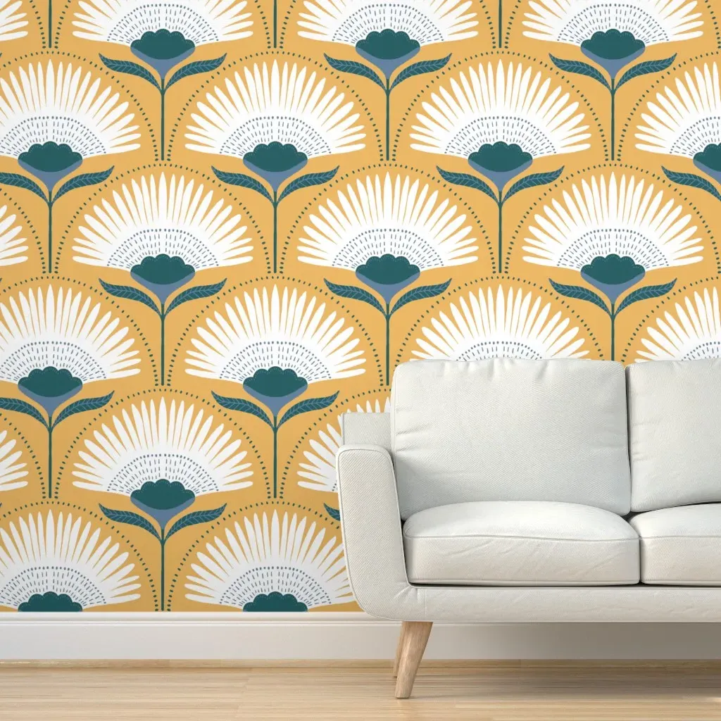 Chbremer Aara Palm Peel and Stick Wallpaper - White product