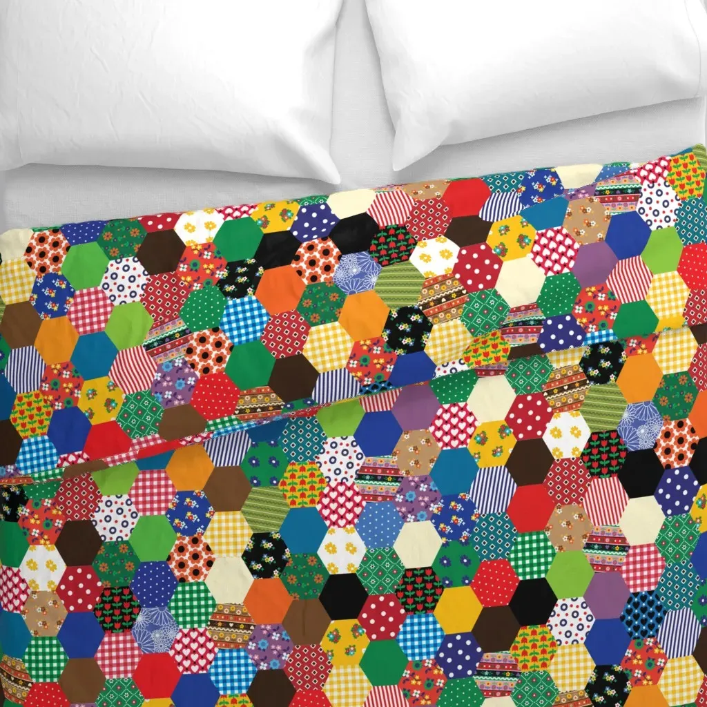 Cheater Patchwork Duvet Cover - Red alternate view
