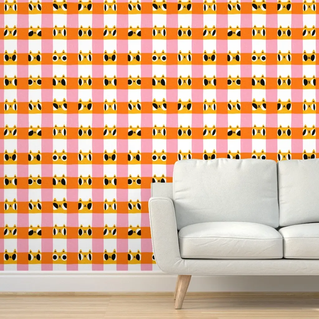 Check It Out Meow Peel and Stick Wallpaper - Orange product