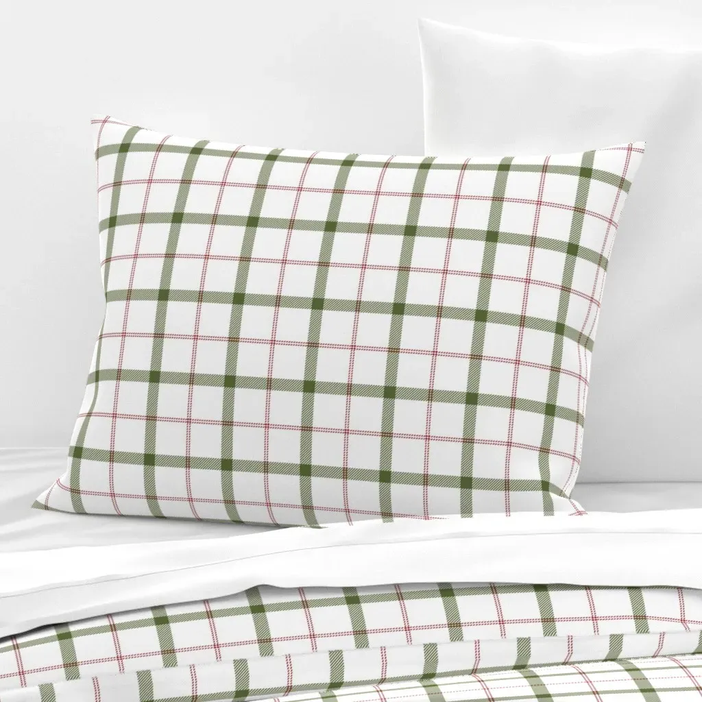 Check Plaid Standard Knife Edge Cushion Cover - Green, Cotton Sateen product