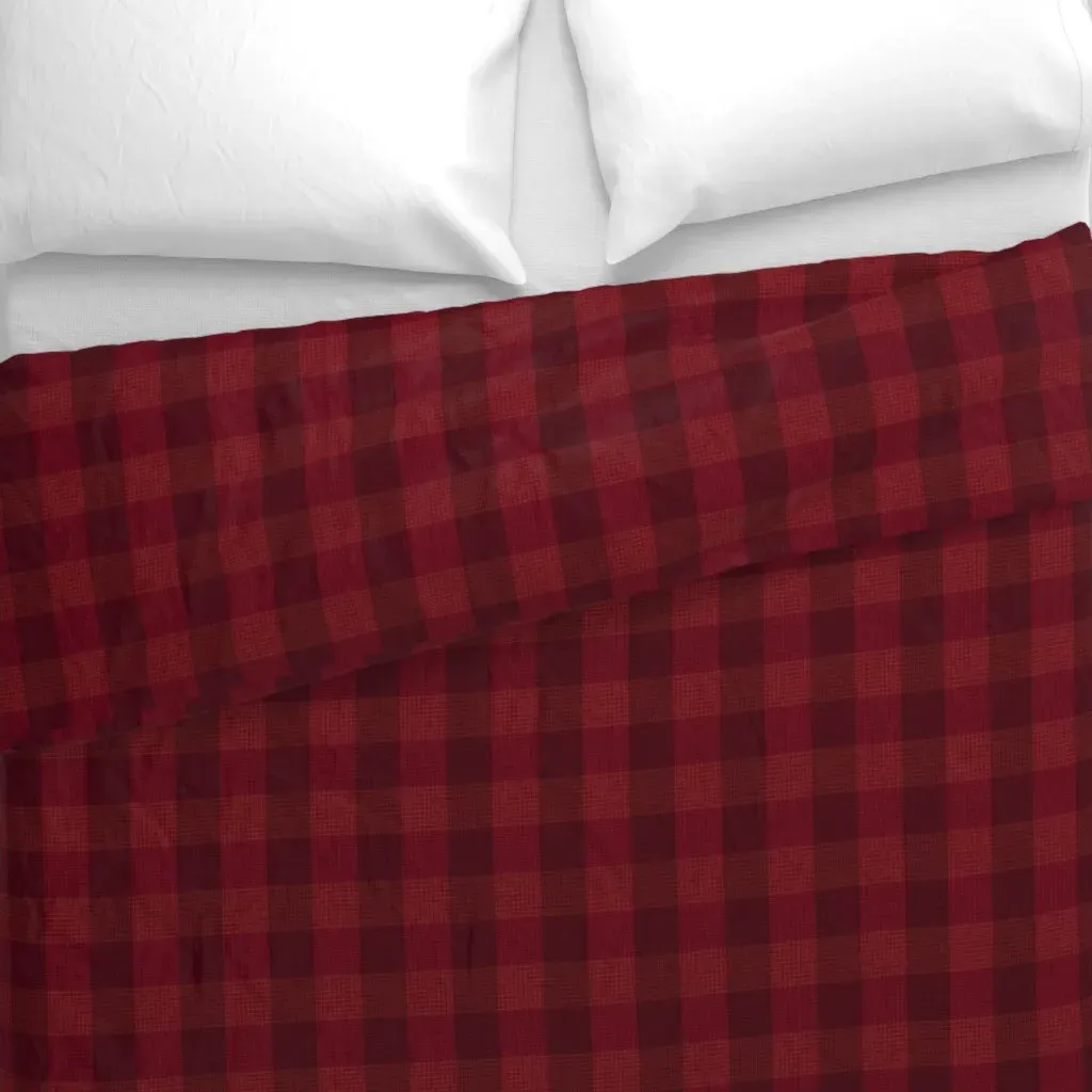 Checkered Plaid Duvet Cover - Burgundy alternate view