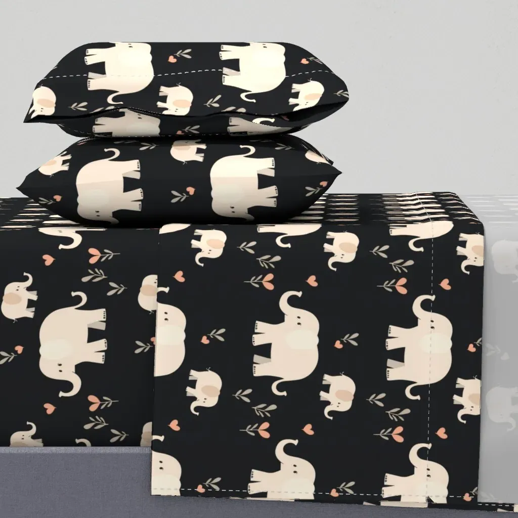 Cheeky Elephants Twin Sheet Set - Peach, Light Pink product