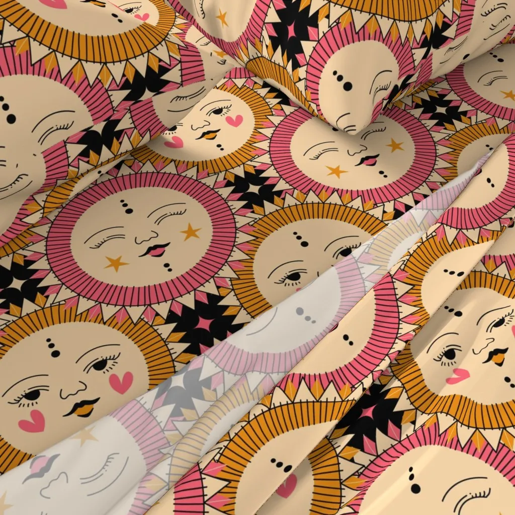 Cheeky Suns Pattern Queen Sheet Set - Peach alternate view