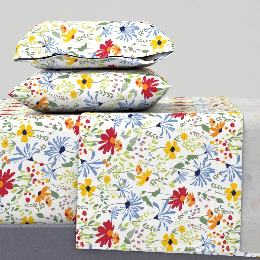 Cheerful Garden Floral Twin Sheet Set - Red product