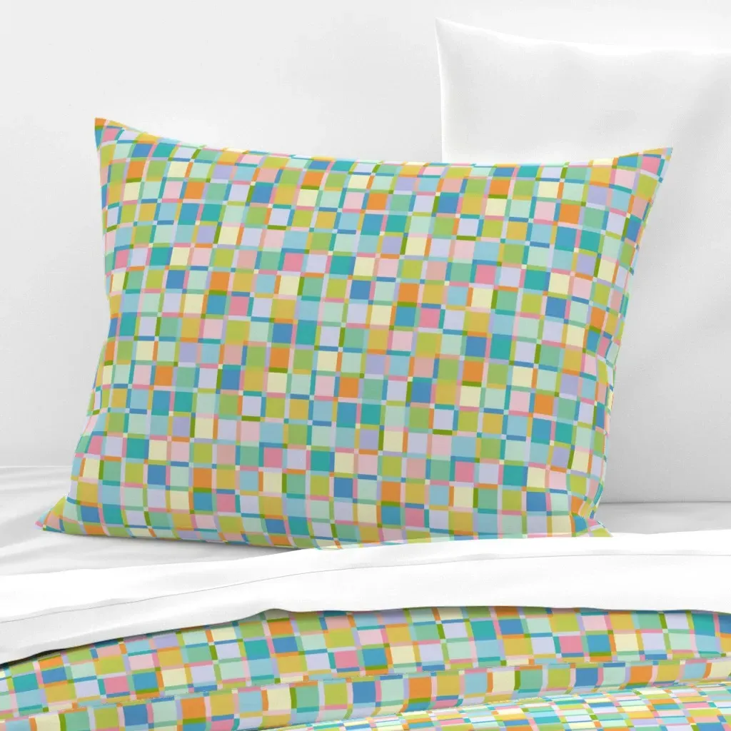 Cheerful Geometry Pastel Mosaic Standard Pillow - Light Pink, Cotton Sateen product