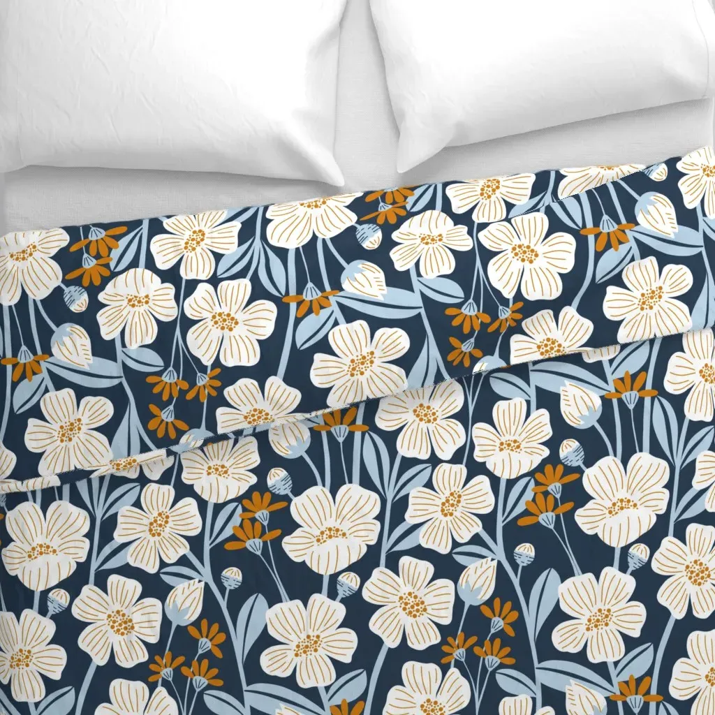 Cheerful White Wildflowers Duvet Cover - White alternate view