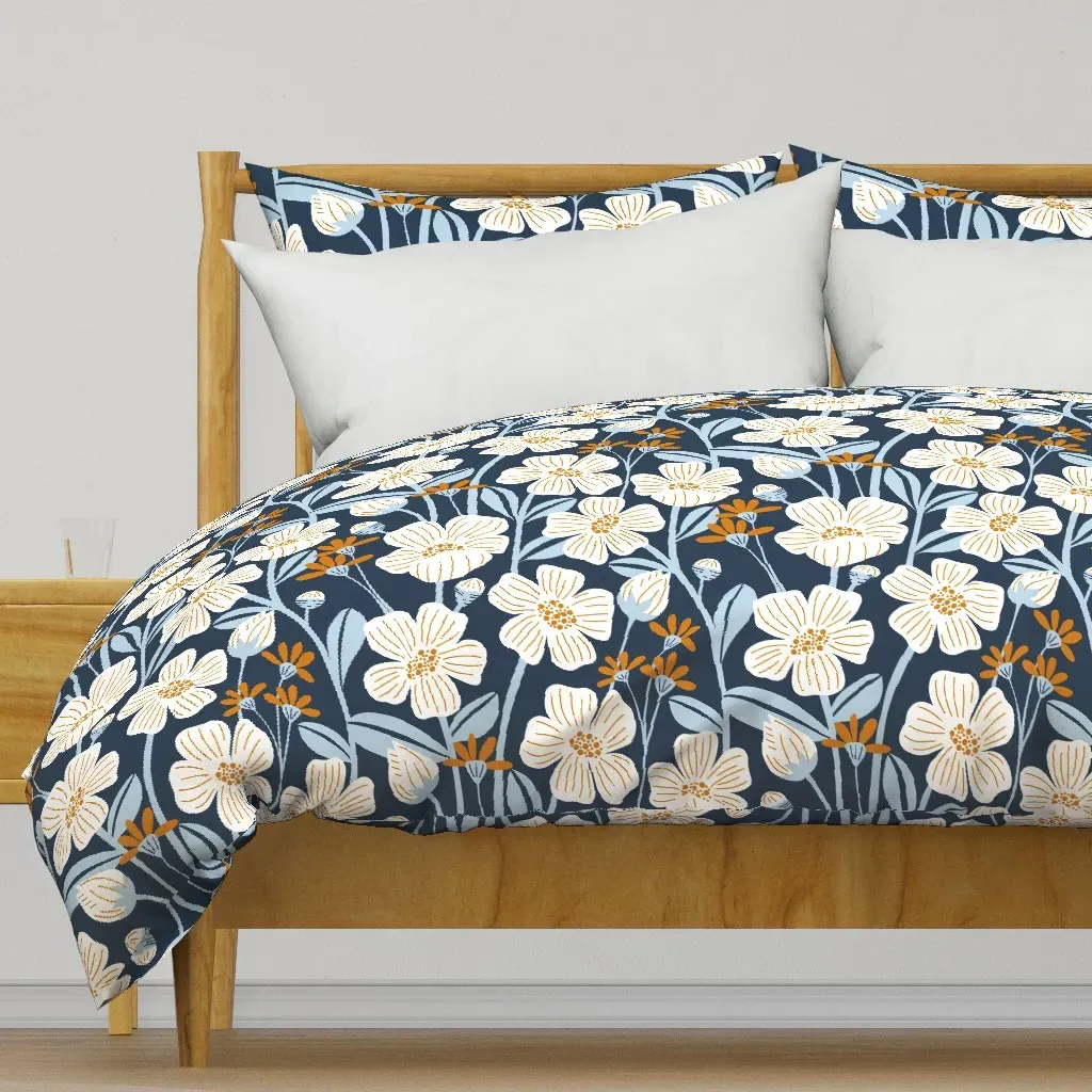 Cheerful White Wildflowers Duvet Cover - White product