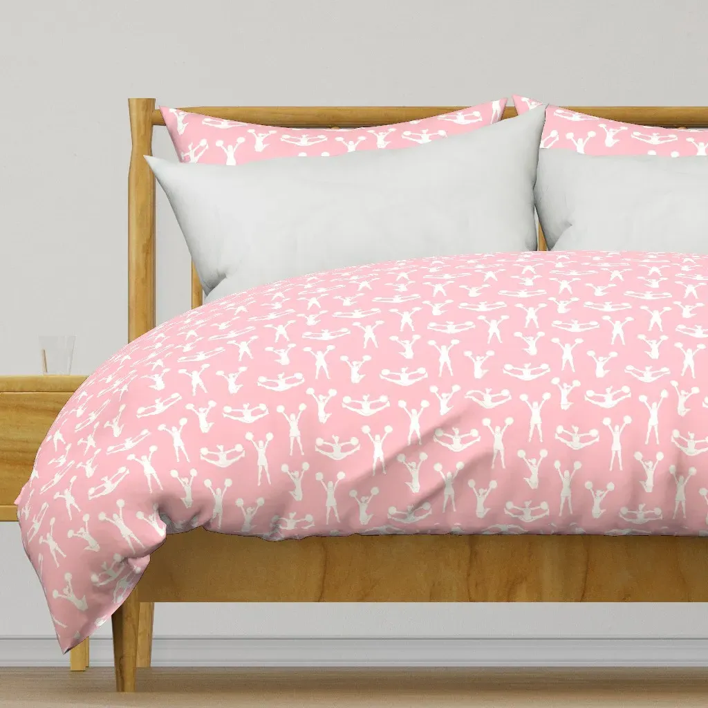 Cheerleading Cheer Pink Duvet Cover - White product