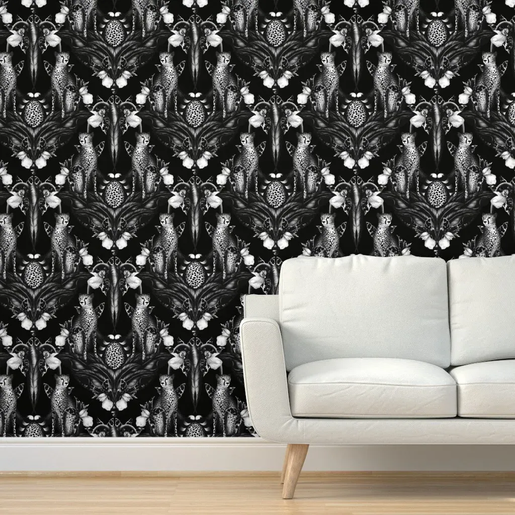 Cheetah Angels Peel and Stick Wallpaper - Black product