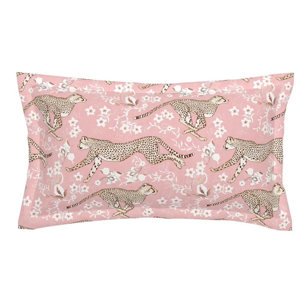 Cheetah Chintz King Size Pillow Sham - Pink, Cotton product