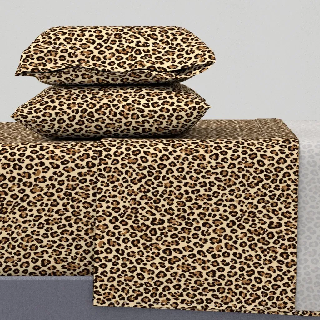 Cheetah Leopard Print Small King Sheet Set - Brown product