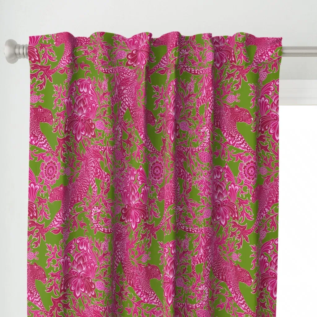 Cheetah Monochromatic Curtain Panel - Pink alternate view