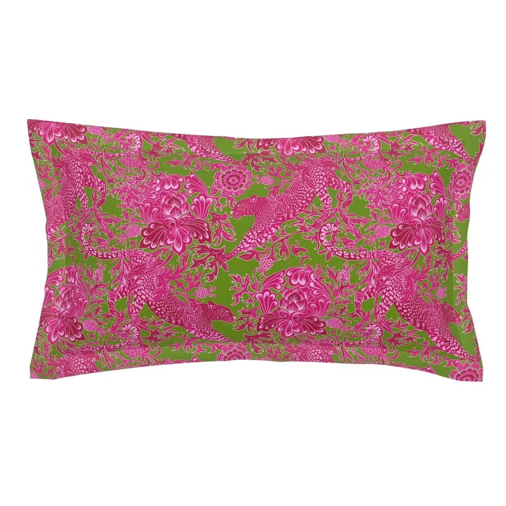 Cheetah Monochromatic Leaf King Pillow Sham - Pink product