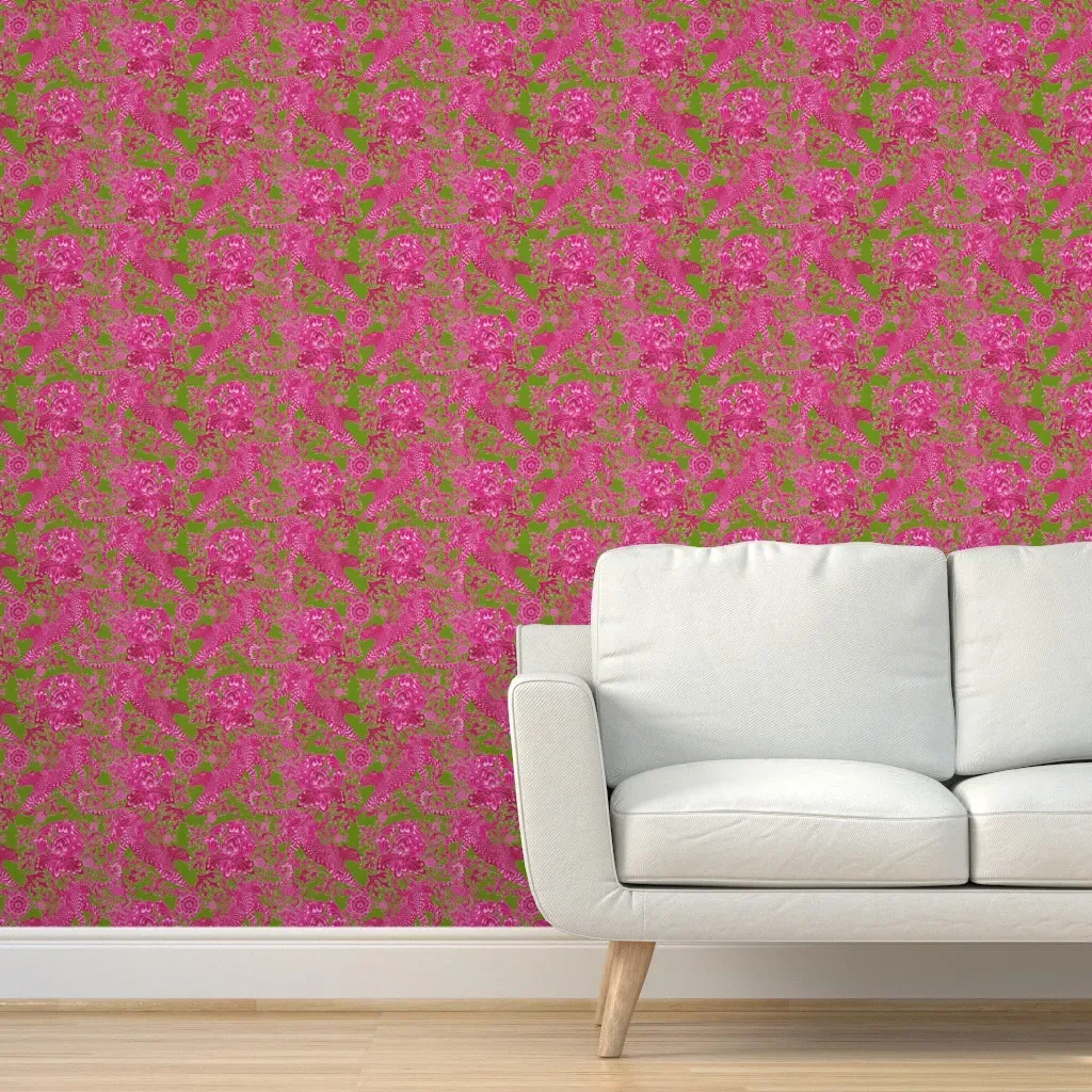 Cheetah Monochromatic Leaf Peel and Stick Wallpaper - Pink product