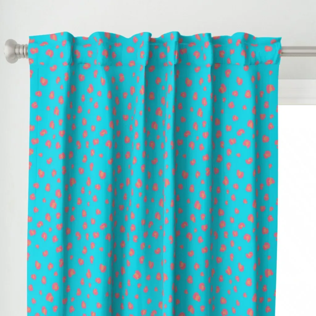 Cheetah Pattern Curtain Panel - Teal alternate view