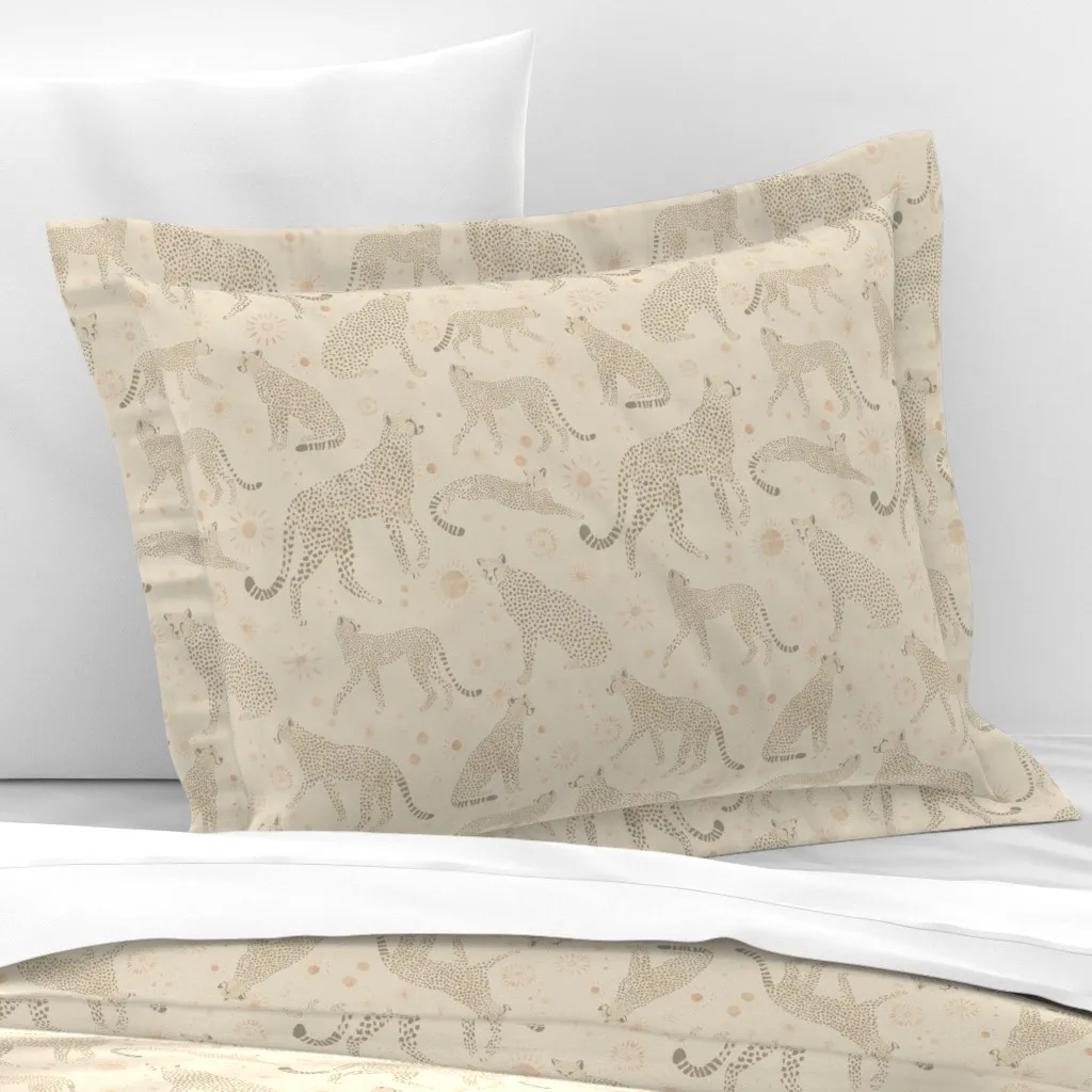 Cheetah Print Standard Flanged Cushion Cover - Beige, Cotton Sateen product