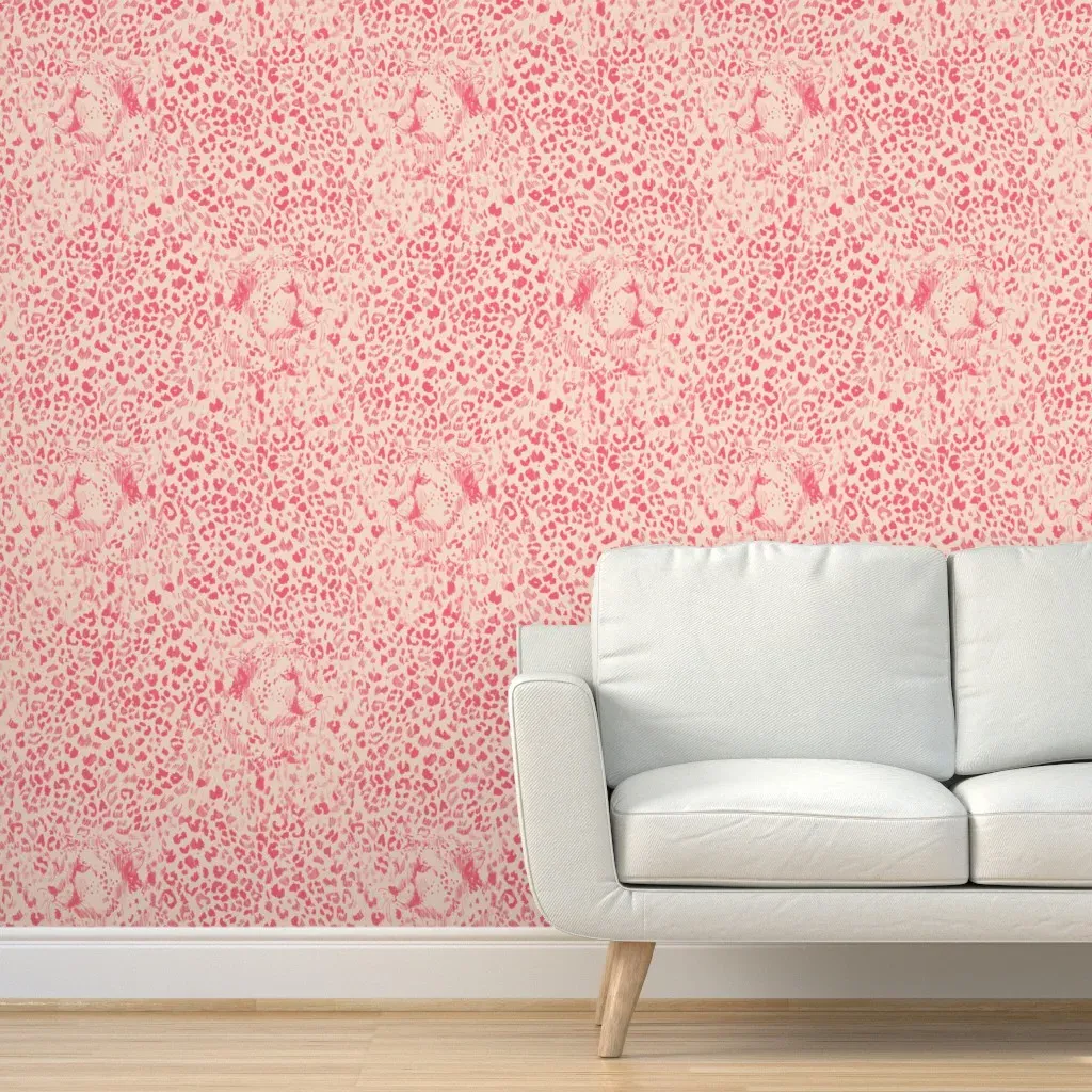 Cheetah Sketch Peel and Stick Wallpaper - Blush Pink product