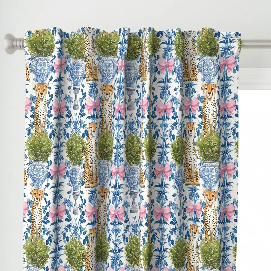 Cheetahs In Blue Curtain Panel - Blue alternate view