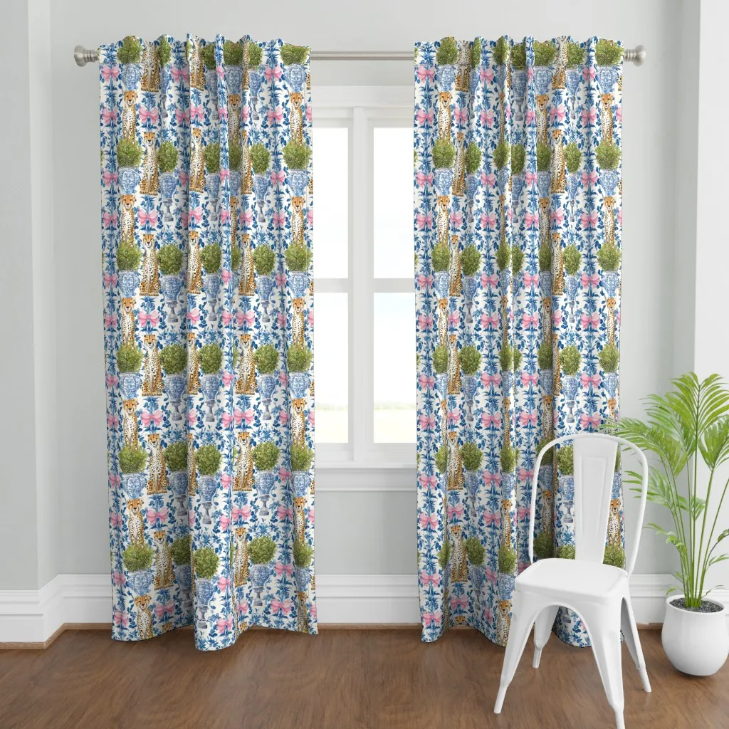 Cheetahs In Blue Curtain Panel - Blue product