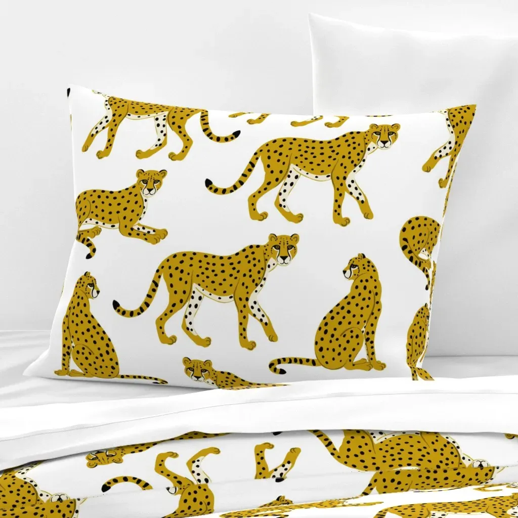 Cheetahs Standard Knife Edge Cushion Cover - Mustard Yellow, Cotton Sateen product