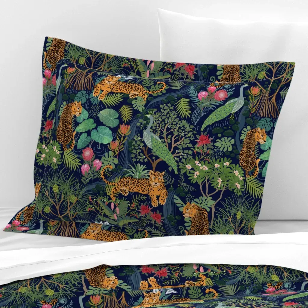 Cheetahs Untamed Protea Standard Flanged Pillowcase - Orange, Cotton Sateen product