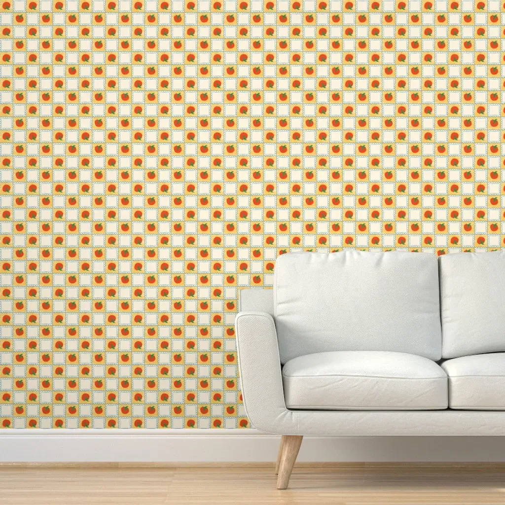 Chefcore Italian Food Checkerboard Peel and Stick Wallpaper - Orange product