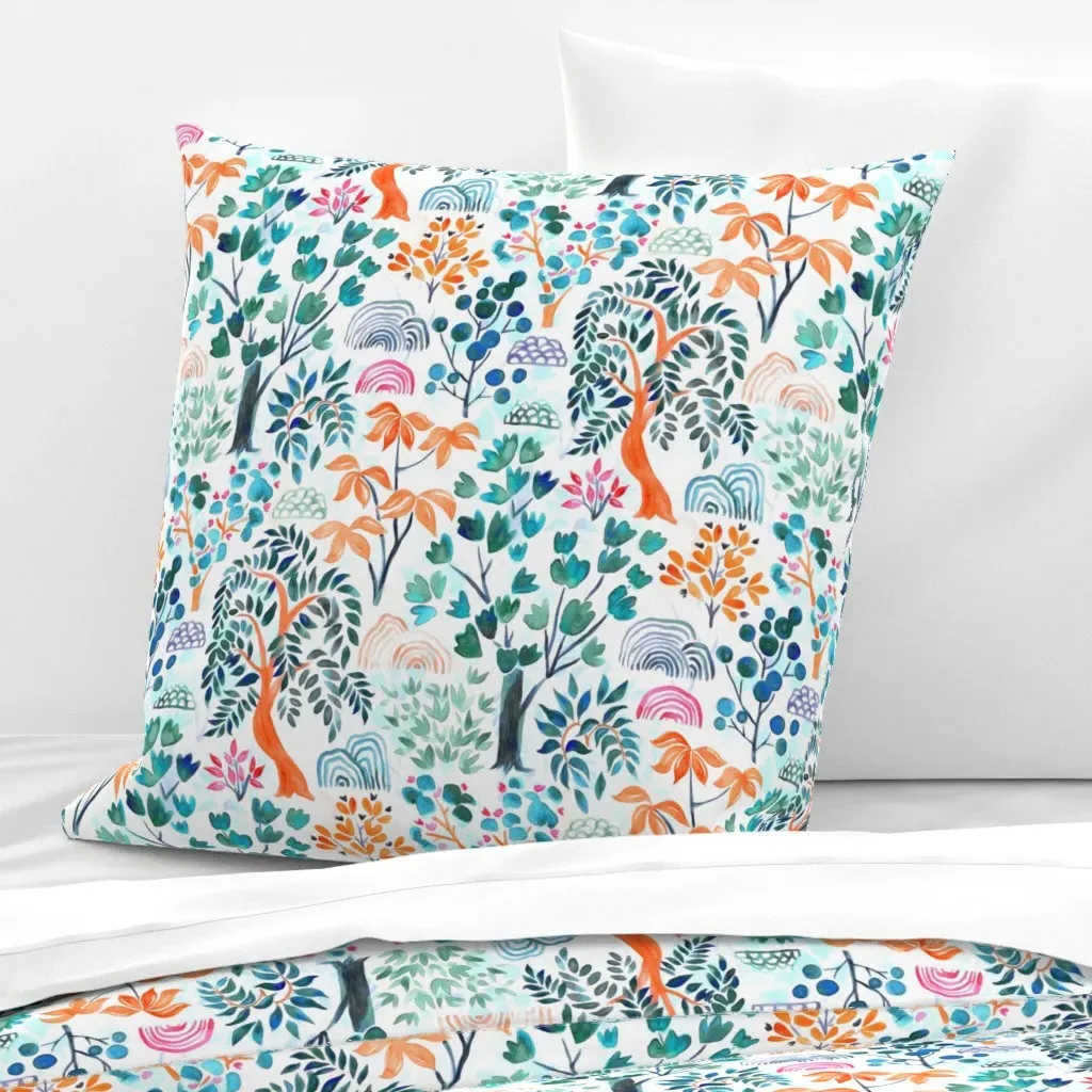 Cherished Trees Desaturated Euro Pillow Sham - Teal product