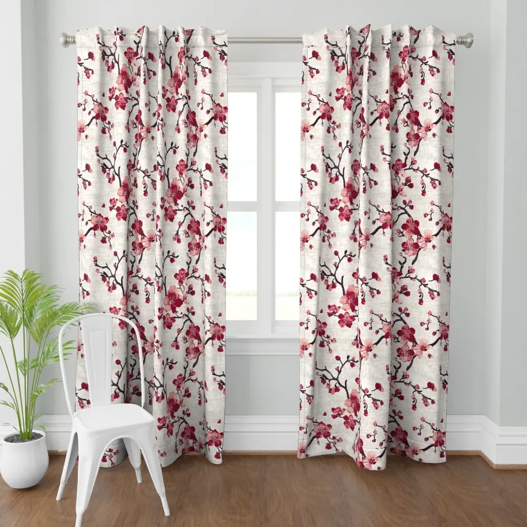 Cherry Blossom Charm Curtain Panel - Red product