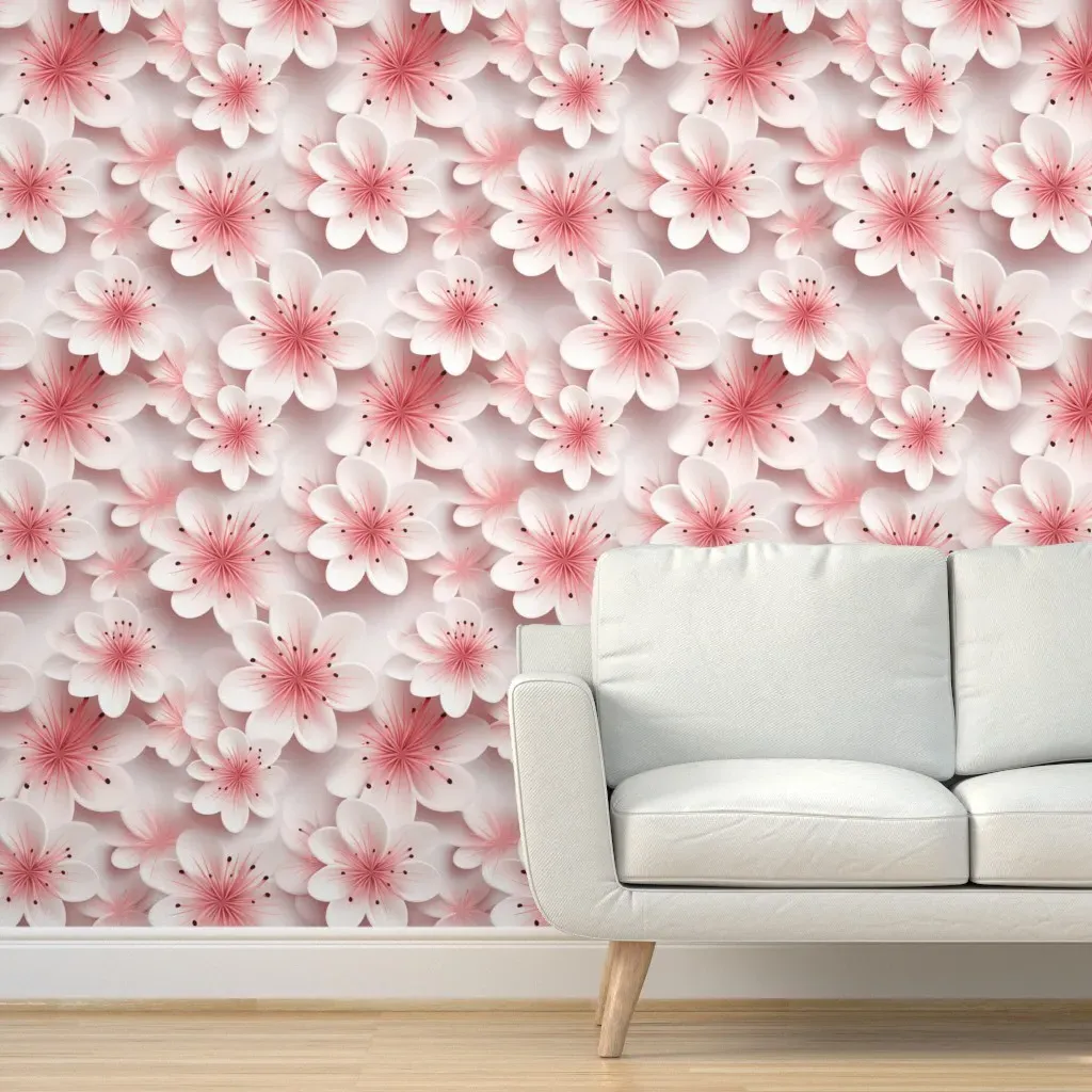 Cherry Blossom Cluster Peel and Stick Wallpaper - Pink product