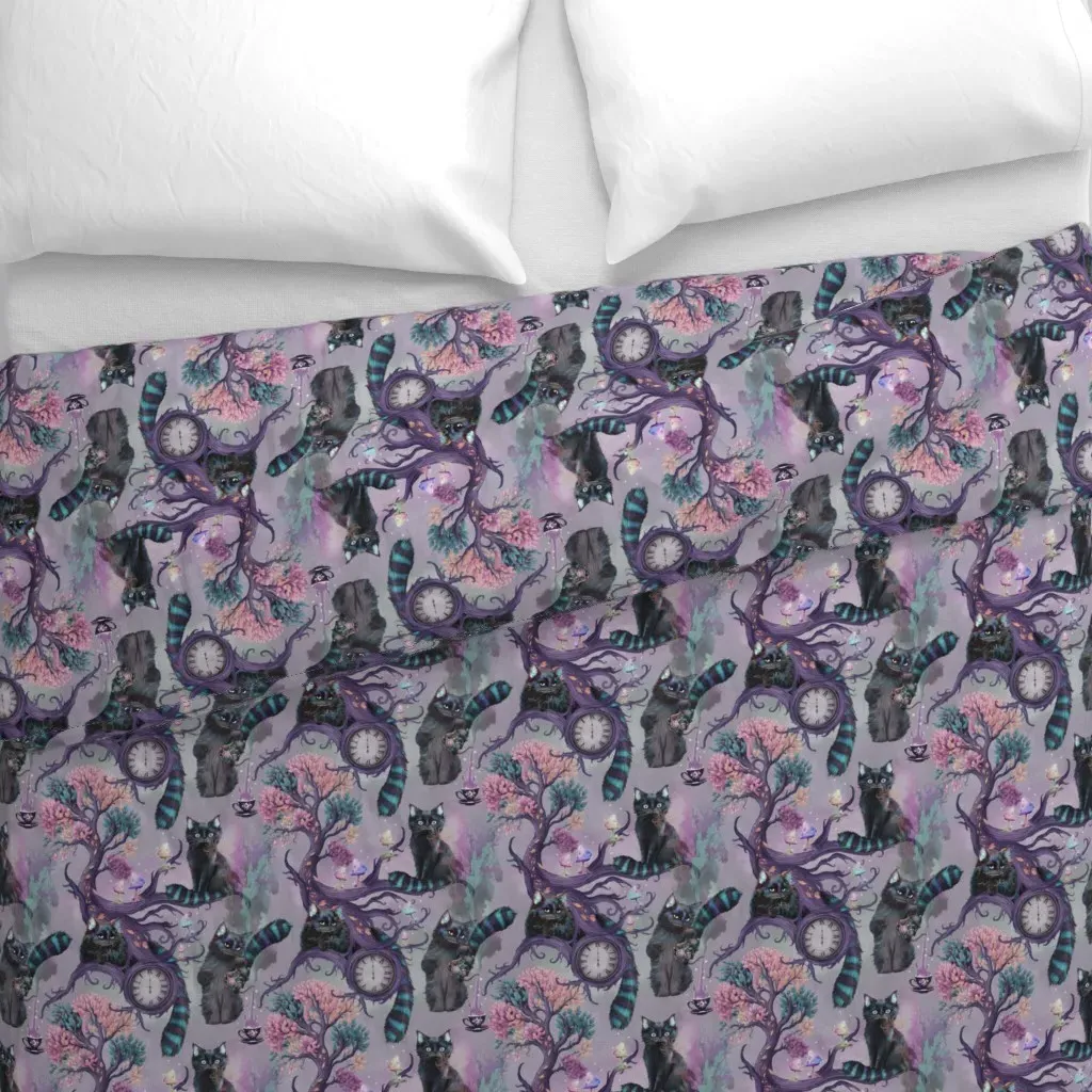Cheshire Cat's Six O'Clock Tea Duvet Cover - Purple alternate view