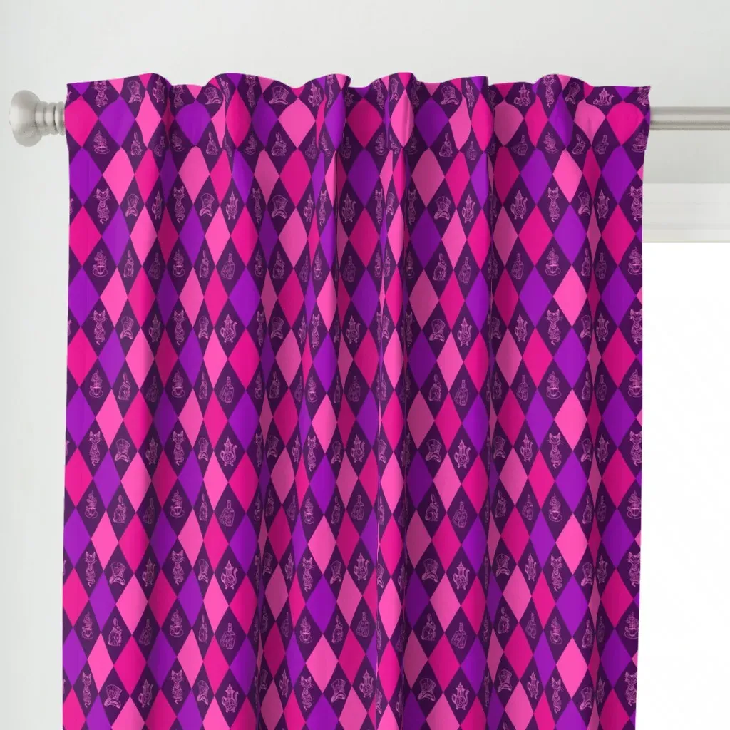 Cheshire Harlequin 2-Panel Curtain - Pink alternate view