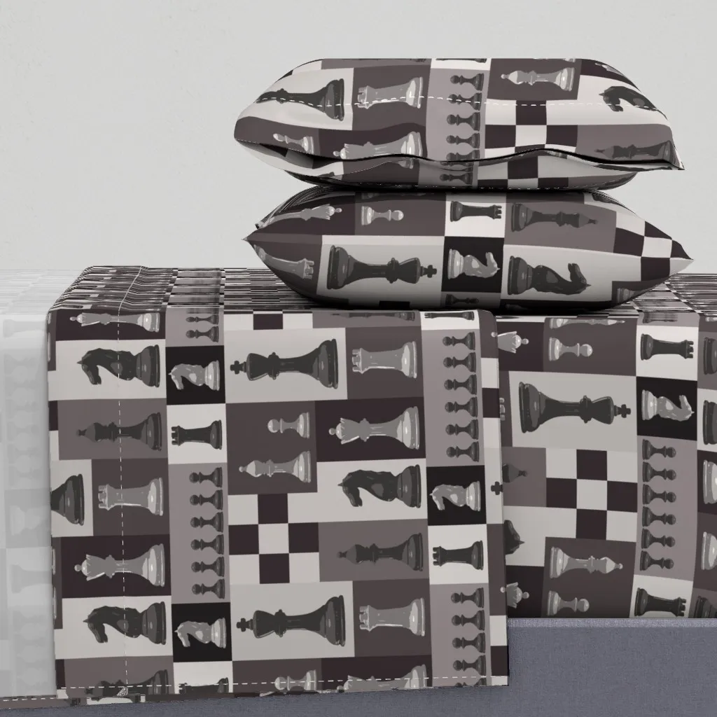 Chess Board Twin XL Sheet Set - Dark Gray product