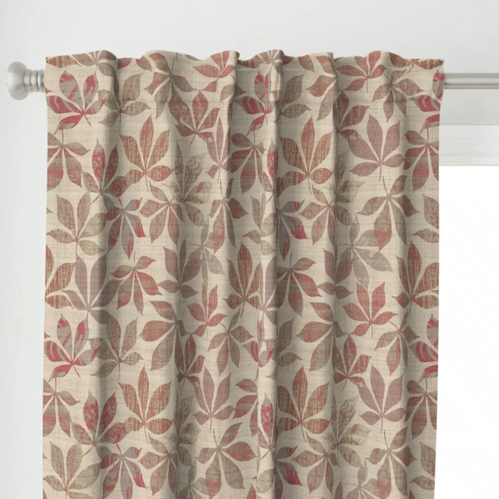 Chestnut Leaves Curtain Panel - Dusty Rose alternate view