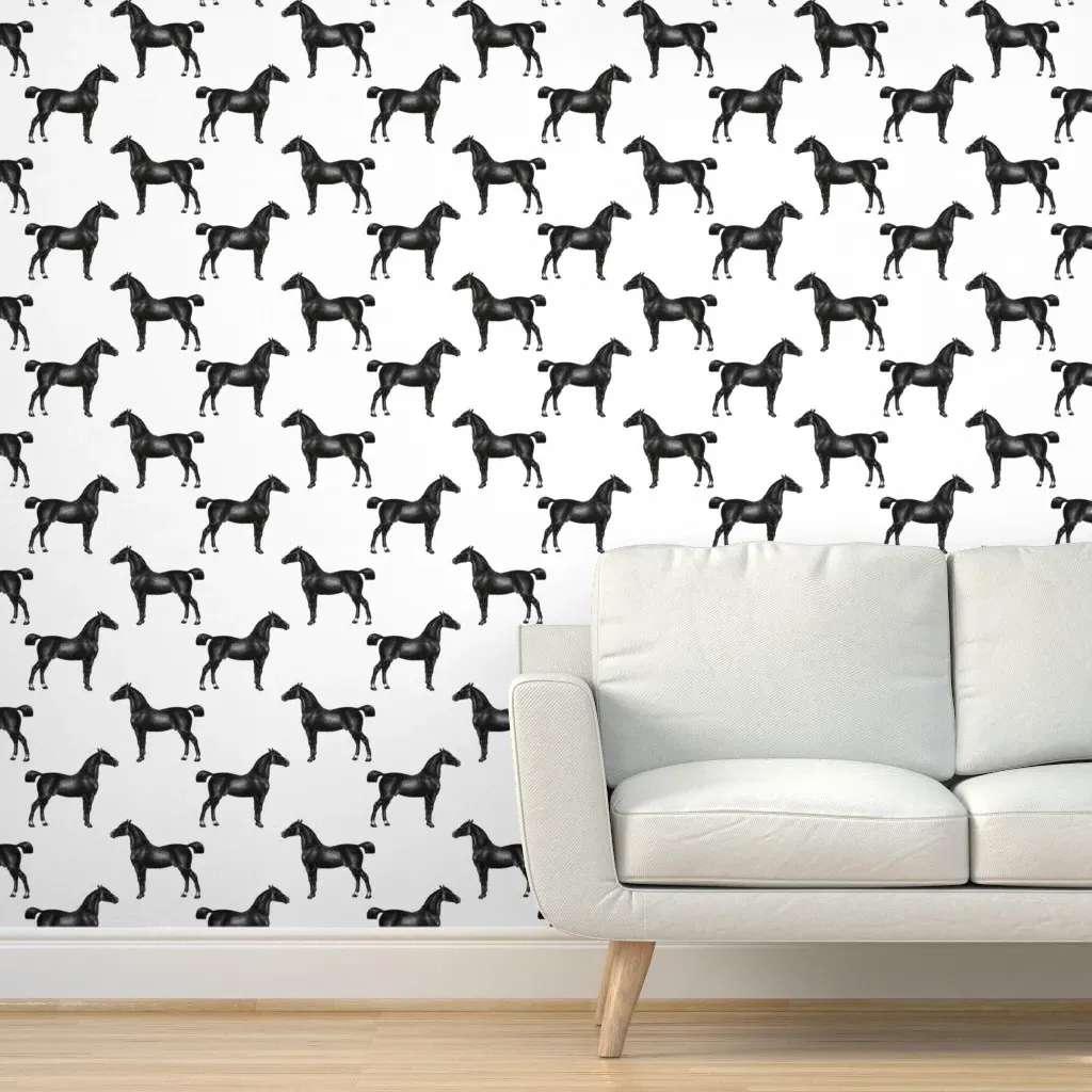 Cheval Horse Peel and Stick Wallpaper - Black & White product