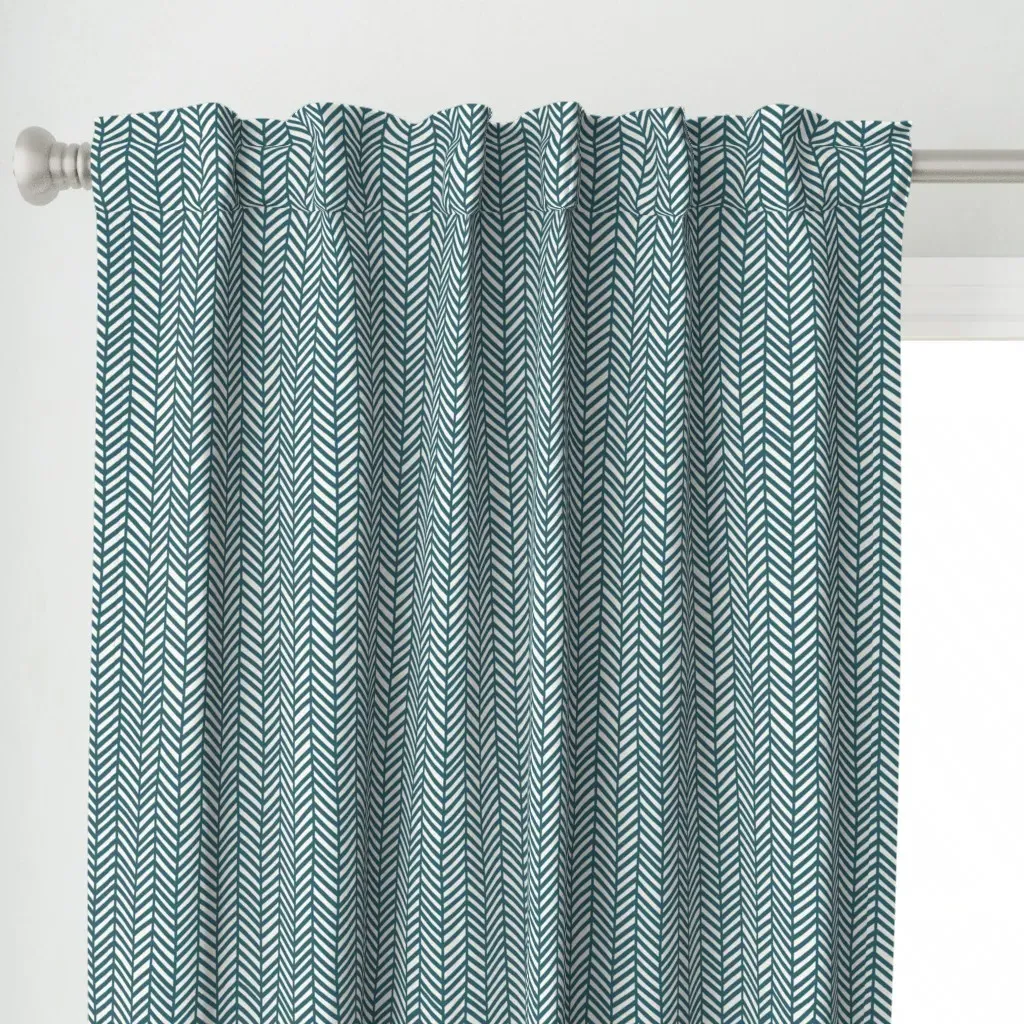 Chevron Curtain Panel - Dark Teal alternate view