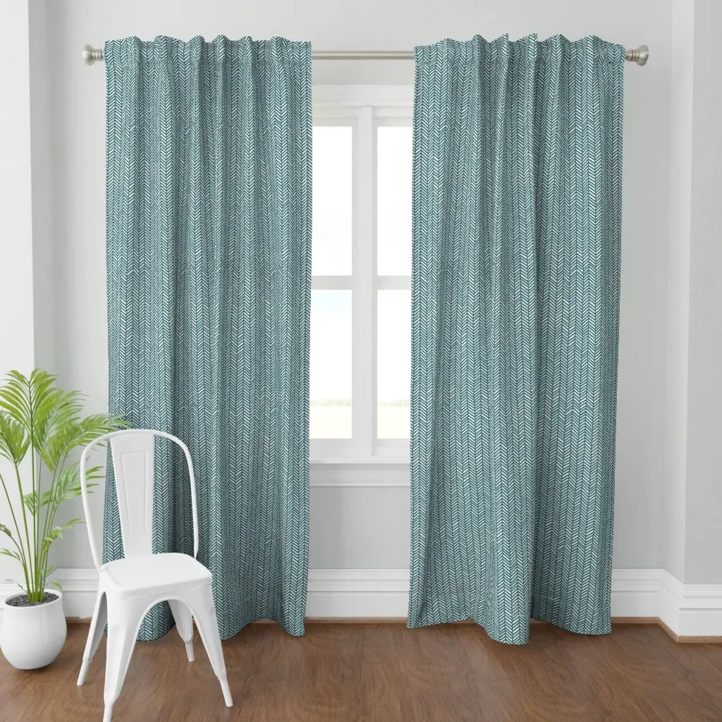 Chevron Curtain Panel - Dark Teal product