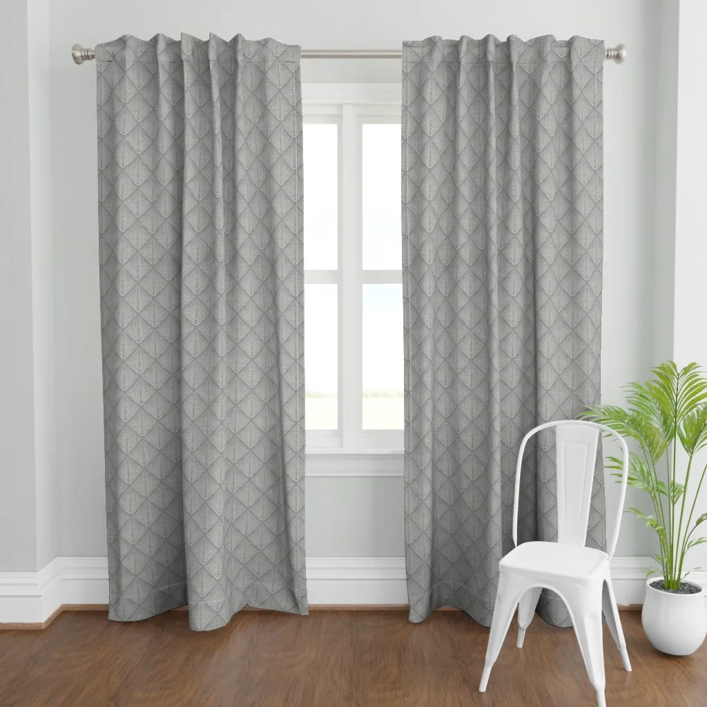 Chevron Fern Leaf Curtain Panel - Gray product