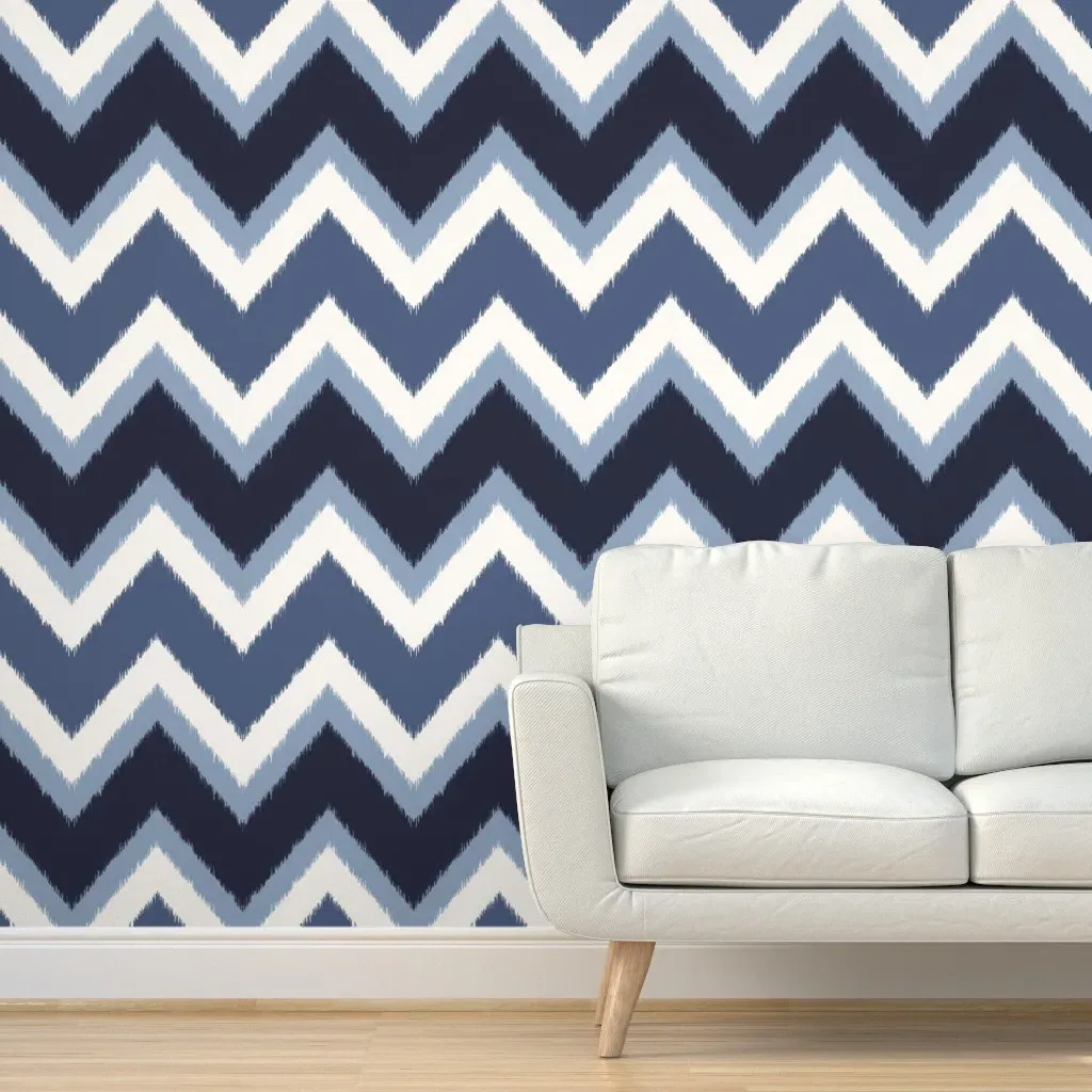 Chevron Ikat Peel and Stick Wallpaper - Navy Blue product